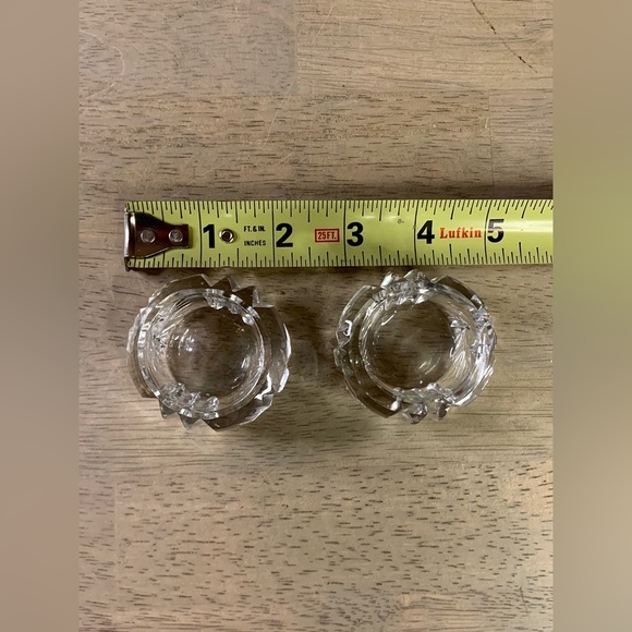 Vintage Cut Glass/Crystal Sawtooth/Sunburst Zipper Round Salt Cellar Lot Of 2 - Picture 6 of 8